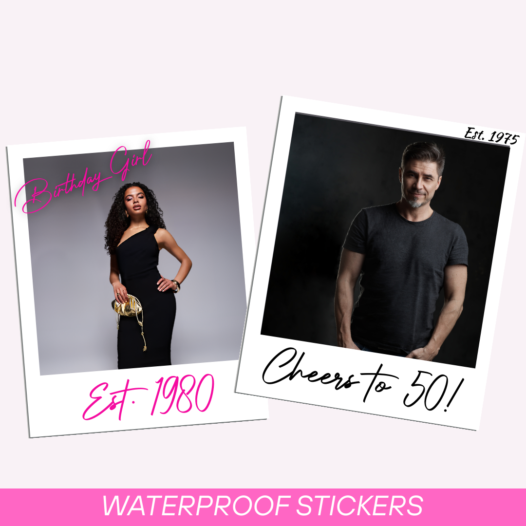 POLAROID STYLE WATERPROOF PARTY CUP STICKERS