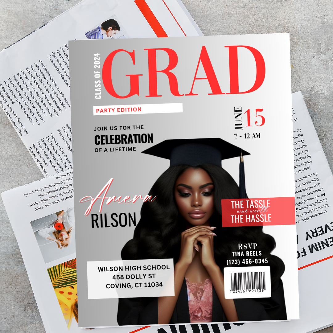 GRADUATE MAGAZINE COVER INVITATION/ ANNOUNCEMENT