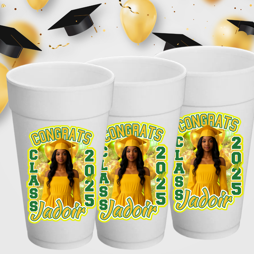 CUSTOM WATERPROOF GRADUATION CUP STICKERS