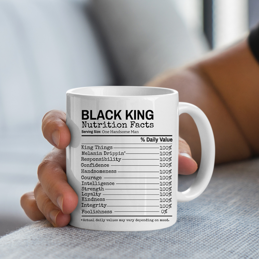 BLACK KING NUTRITIONAL FACTS COFFEE MUG