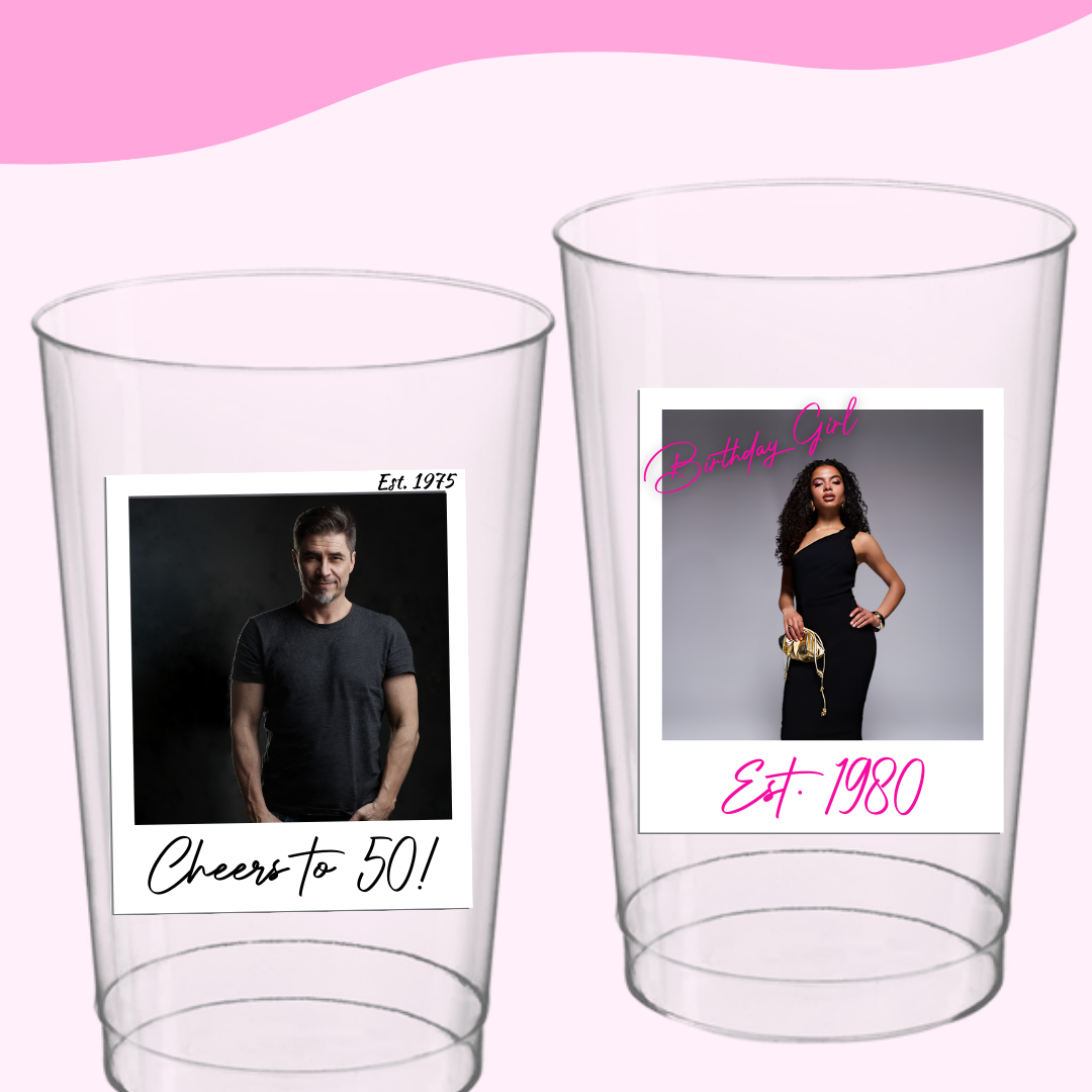 POLAROID STYLE WATERPROOF PARTY CUP STICKERS