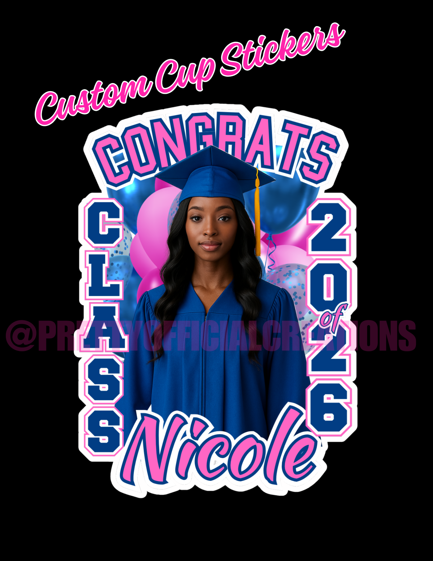 CUSTOM WATERPROOF GRADUATION  CUP STICKERS