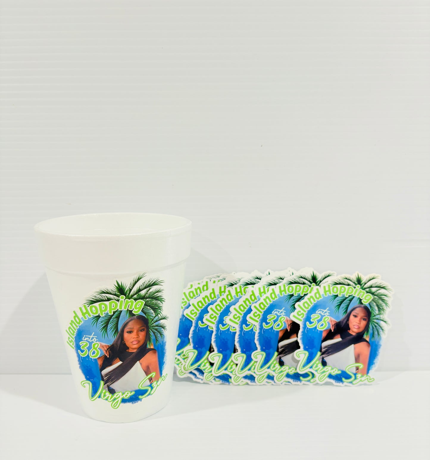 Water proof stickers for foam and plastic cups.