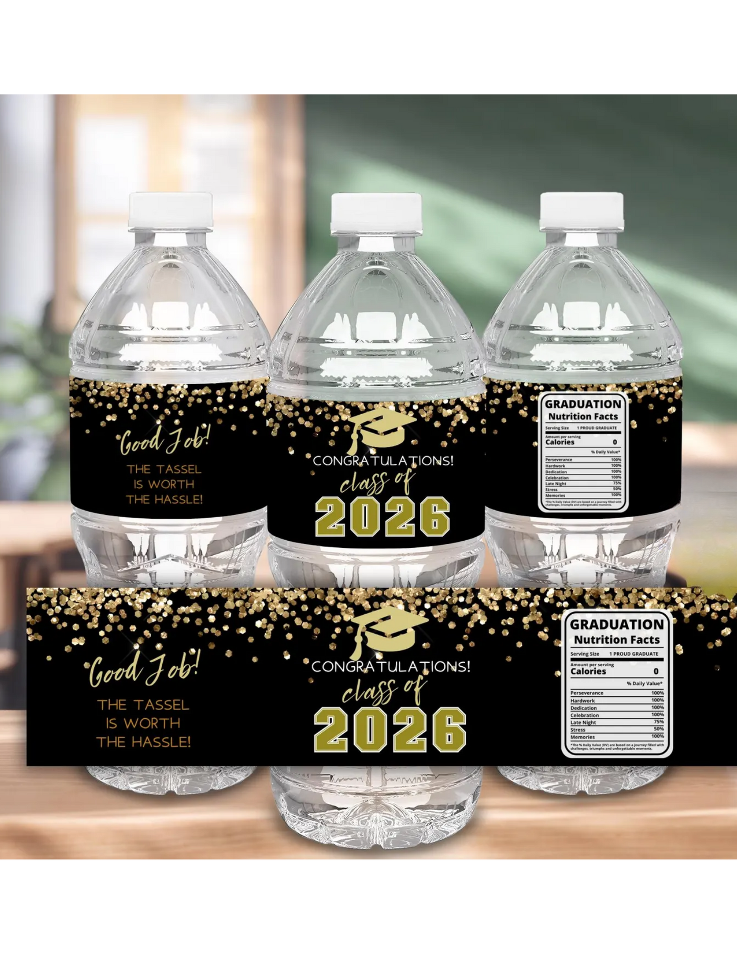 CUSTOM GRADUTION WATER BOTTLE LABELS
