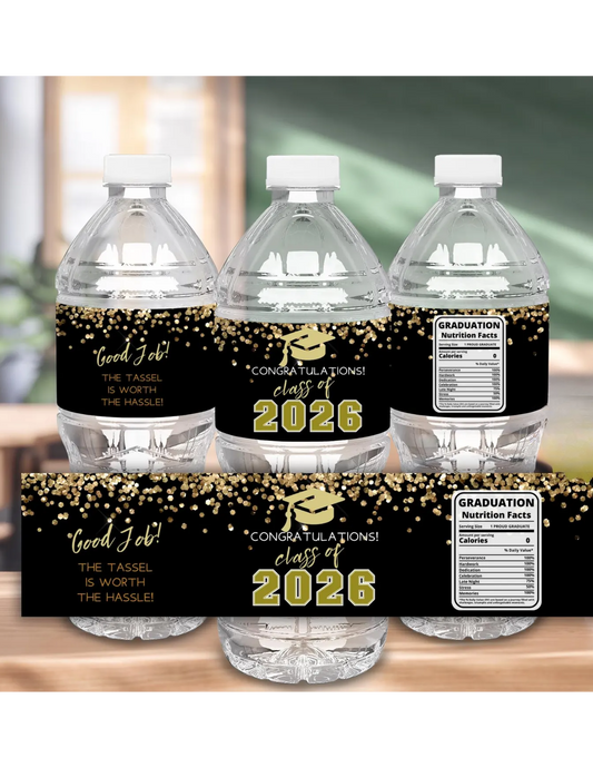 CUSTOM GRADUTION WATER BOTTLE LABELS